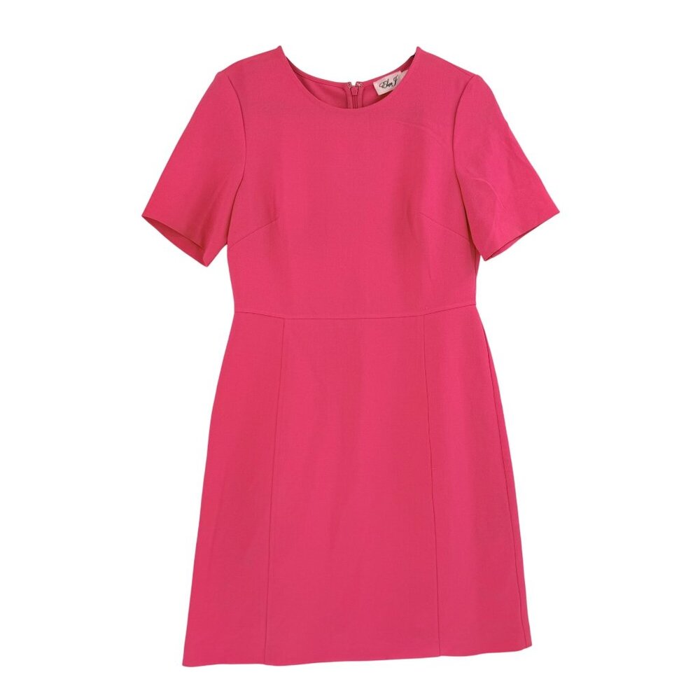 Eliza J Pink Short-Sleeve Sheath Dress Size 8 Polyester/Spandex Back Zipper